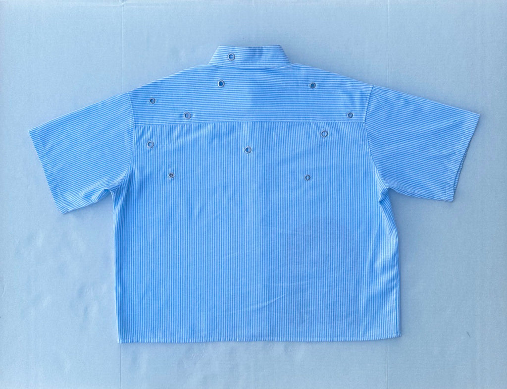 GRAPHIC SHORT SLEEVE BUTTON UP [EYELET]