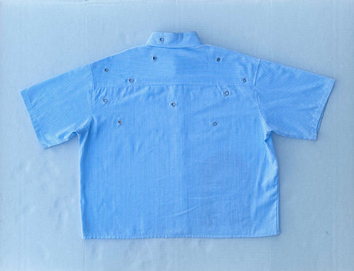 GRAPHIC SHORT SLEEVE BUTTON UP [EYELET]