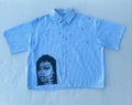 GRAPHIC SHORT SLEEVE BUTTON UP [EYELET]