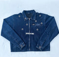 EYELET CONTROLLED CHAOS DENIM JACKET [BLUE]