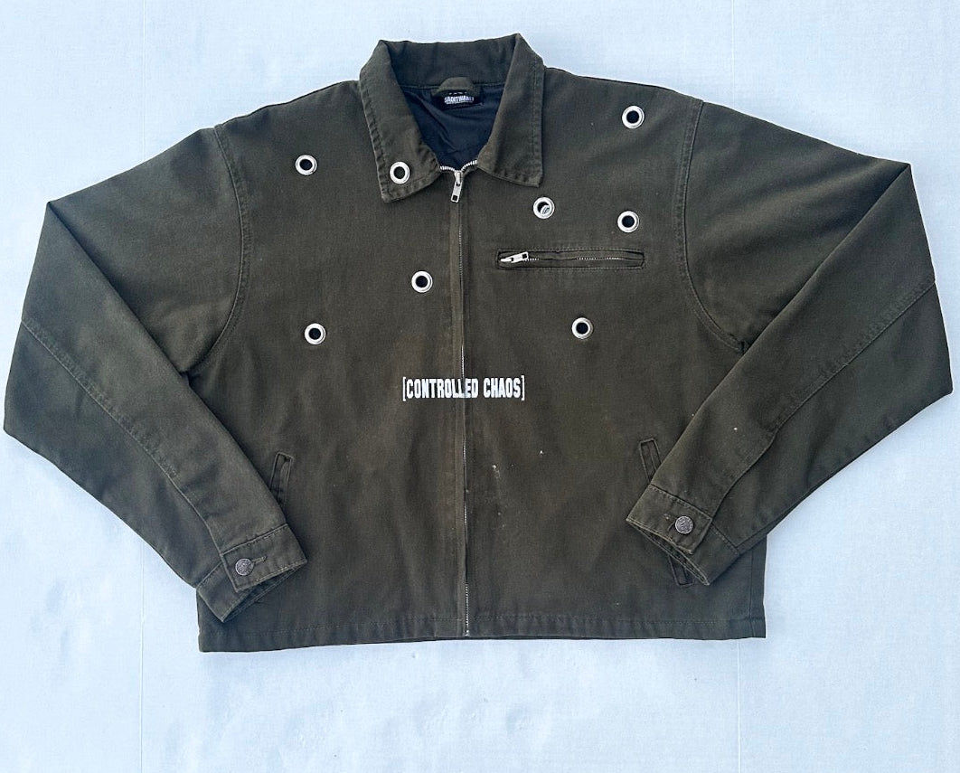 EYELET CONTROLLED CHAOS DENIM [GREEN]